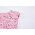 Chaleco Cardigan De Borlas De Ganchillo A Mano De Punto Para Niña